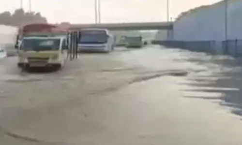 ആറ് ദിവസം മുമ്പ് പ്രധാനമന്ത്രി ഉദ്ഘാടനം ചെയ്ത കർണാടക എക്സ്പ്രസ് വേ വെള്ളത്തിനടിയിൽ