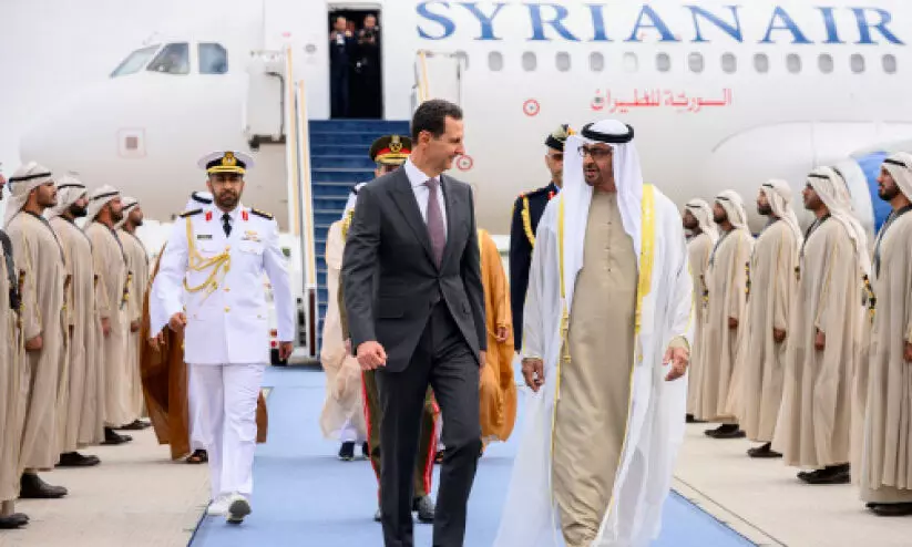 ബശ്ശാർ അൽ അസദ് അബൂദബിയിൽ; ശൈഖ് മുഹമ്മദുമായി കൂടിക്കാഴ്ച നടത്തി ബശ്ശാർ അൽ അസദ് അബൂദബിയിൽ; ശൈഖ് മുഹമ്മദുമായി കൂടിക്കാഴ്ച നടത്തി