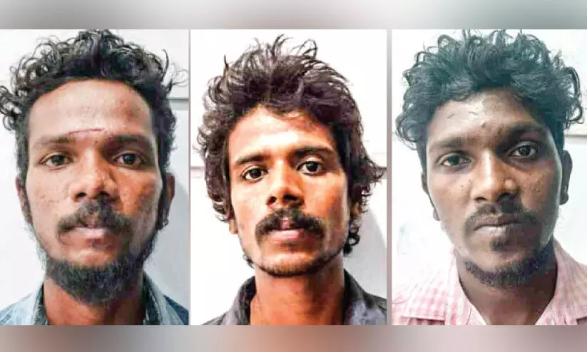 പ്രതികളായ സുനിൽ, സുശാന്ത്, ബൈജു പ്രതികളായ സുനിൽ, സുശാന്ത്, ബൈജു