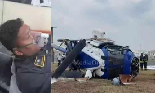 നെടുമ്പാശ്ശേരിയിൽ കോസ്റ്റ് ഗാർഡിന്‍റെ ഹെലികോപ്റ്റർ തകർന്നു വീണു