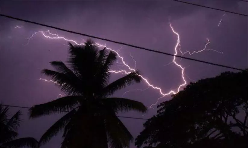 ഇടിമിന്നലോടുകൂടിയ മഴക്കും കാറ്റിനും സാധ്യത