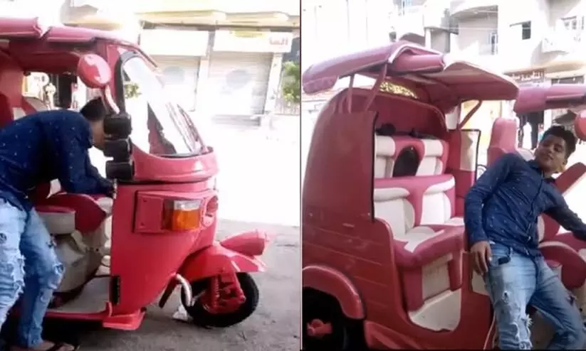 Modified auto-rickshaw gives illusion of luxurious convertible