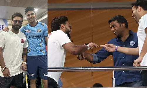 ഡൽഹിയുടെ മത്സരം കാണാൻ ഋഷബ് പന്തും; ഗുജറാത്ത് ഡ്രസ്സിങ് റൂമിലുമെത്തി