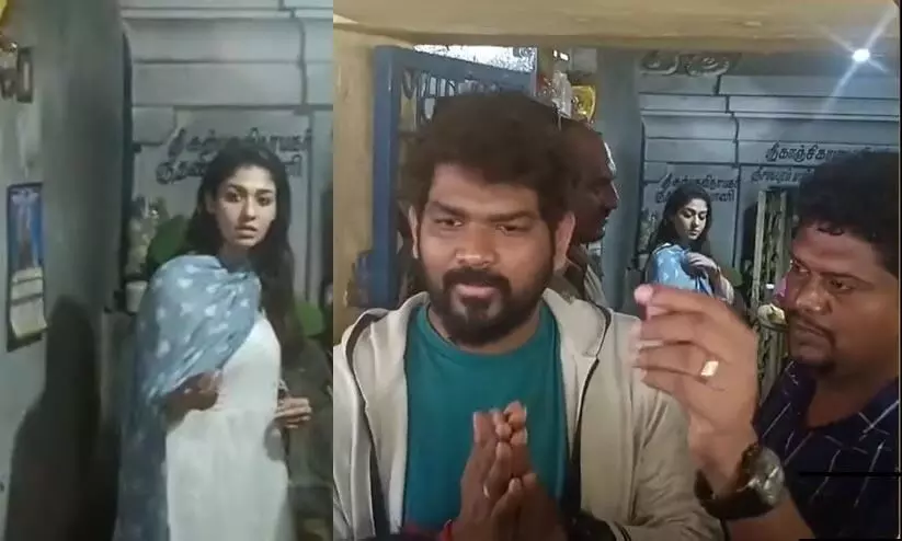 Nayanthara and Vignesh Shivan mobbed by fans in temple; actor requests to let them pray