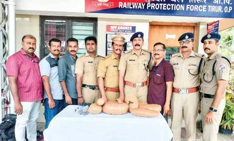 തിരൂര്‍ റെയില്‍വേ സ്റ്റേഷനിൽനിന്ന് ഏഴുകിലോ കഞ്ചാവ് പിടികൂടി