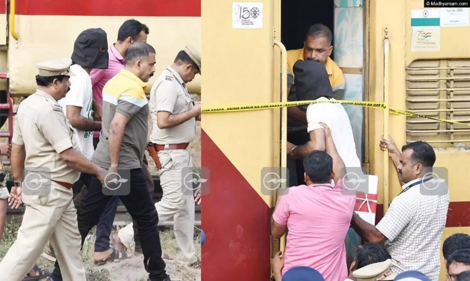 train Arson case Police with accused at Kannur railway station