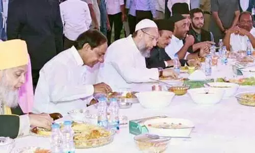 KCR addresses Muslim congregation after hosting iftar