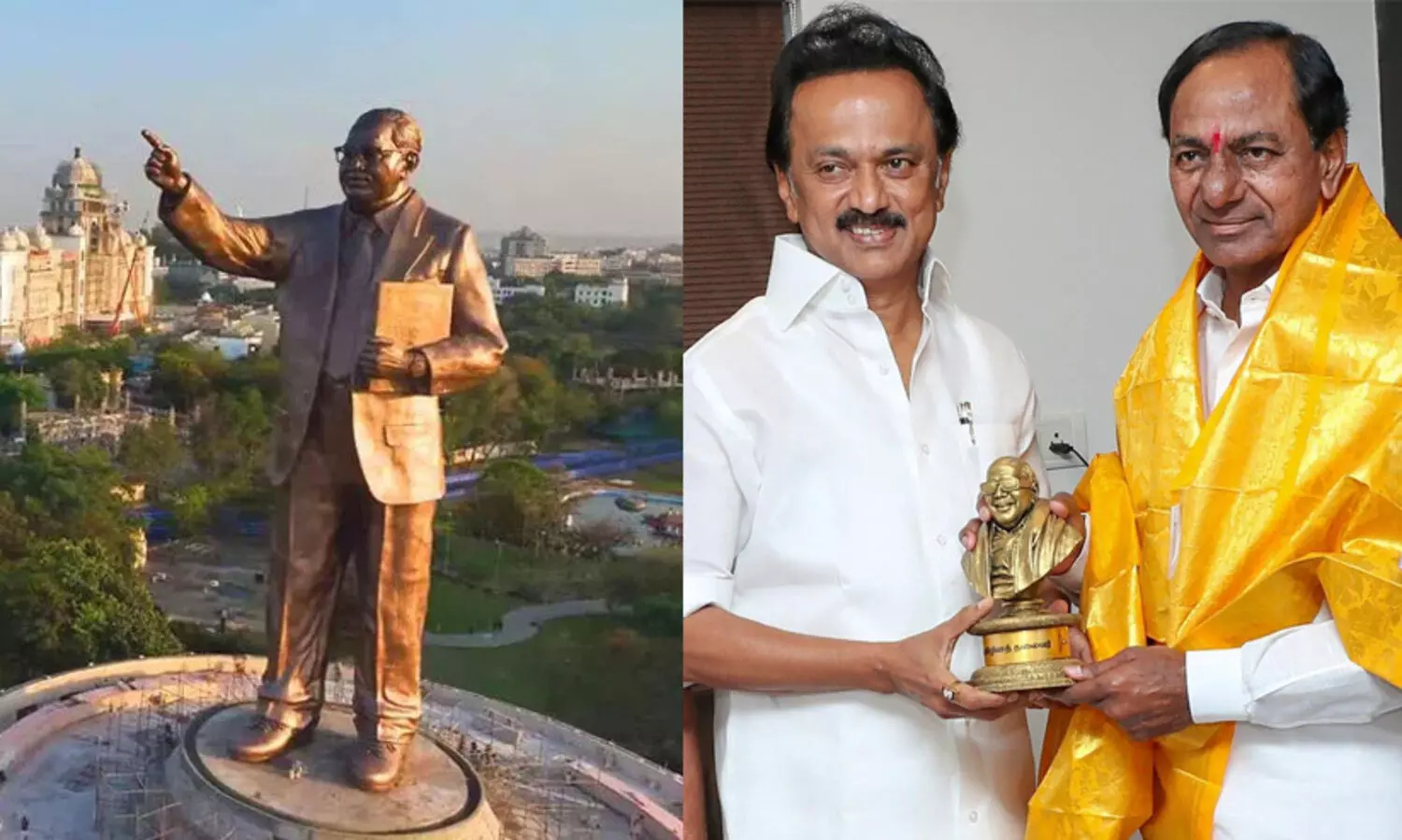 അംബേദ്കർക്ക് ആദരമായി കൂറ്റൻ ​പ്രതിമ; തെലങ്കാന മുഖ്യമന്ത്രിക്ക് പ്രശംസയുമായി സ്റ്റാലിൻ