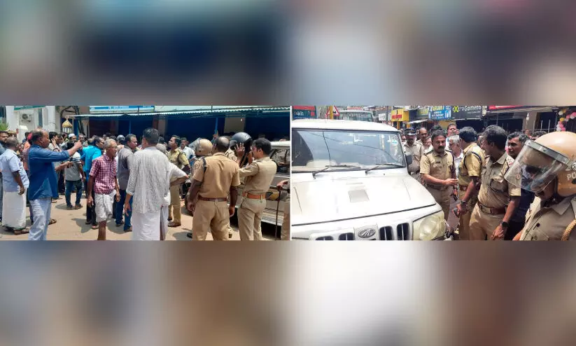 കടകളിൽ റെയ്ഡ്: പ്രതിഷേധവുമായി വ്യാപാരികൾ