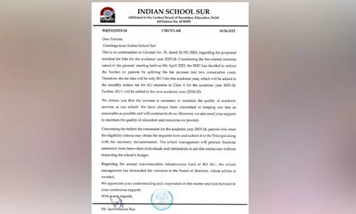 സൂർ ഇന്ത്യൻ സ്കുൾ ഫീസ് വർധിപ്പിച്ചത്​പകുതിയായി കുറച്ചു