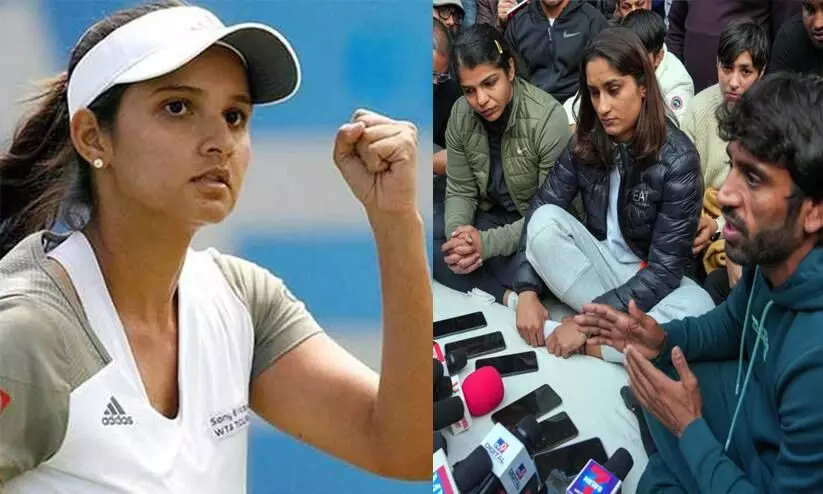 Wrestlers protest Sania Mirza support