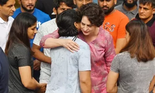 Priyanka Gandhi wrestlers protest