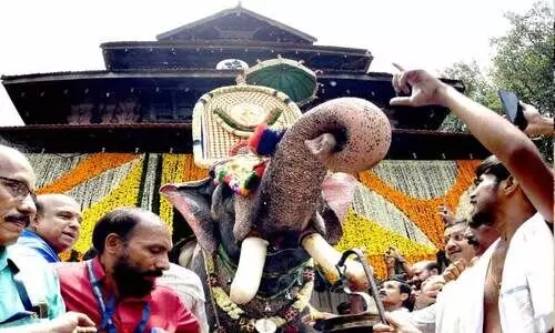 മ​ഴ​യി​ലലിഞ്ഞ്  പൂരനഗരി