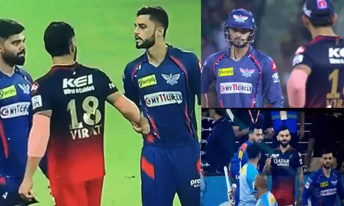 കൊടുത്താല്‍ തിരിച്ചുകിട്ടുമെന്ന് ഓര്‍മ വേണമെന്ന് കോഹ്‍ലി, അര്‍ഹിക്കുന്നതേ നിങ്ങള്‍ക്ക് കിട്ടൂവെന്ന് നവീൻ; ‘ഏറ്റുമുട്ടൽ’ തുടർന്ന് താരങ്ങൾ