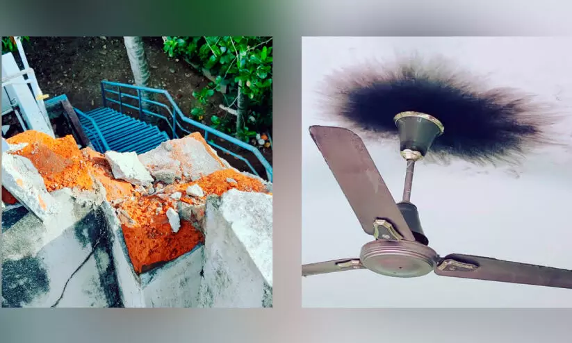 ഇടി-മിന്നലില് വ്യാപക നാശനഷ്ടം; വീട്ടുപകരണങ്ങള് കത്തിനശിച്ചു ഇടി-മിന്നലില് വ്യാപക നാശനഷ്ടം; വീട്ടുപകരണങ്ങള് കത്തിനശിച്ചു