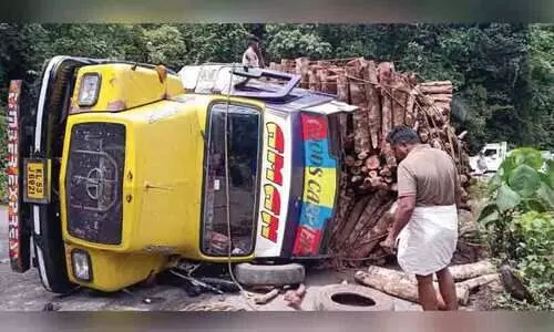 നാടുകാണി ചുരത്തിൽ ലോറി നിയന്ത്രണം വിട്ട് മറിഞ്ഞു