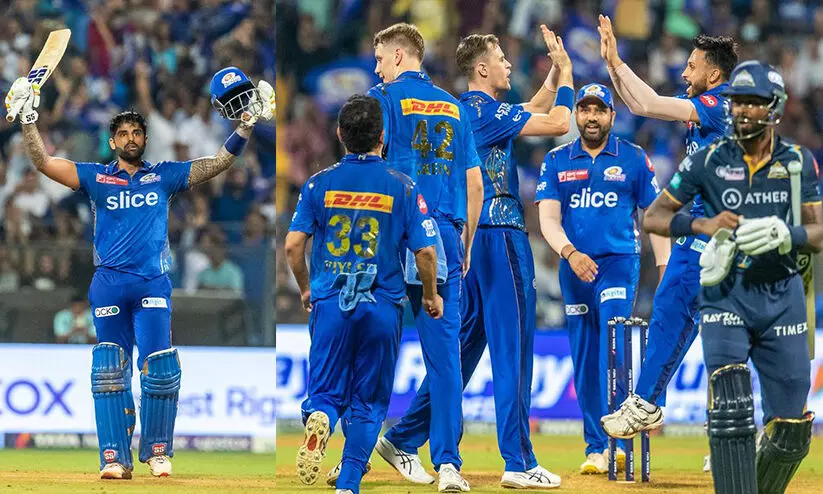 സ്കൈയെ എത്തിപ്പിടിക്കാനാകാതെ ഗുജറാത്ത് വീണു സ്കൈയെ എത്തിപ്പിടിക്കാനാകാതെ ഗുജറാത്ത് വീണു