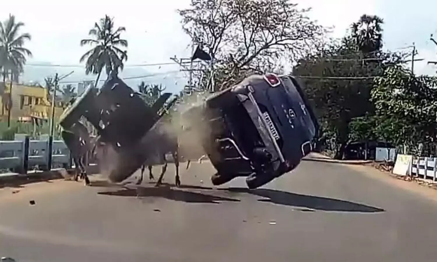 Distracted Hyundai Venue driver hits bullock cart