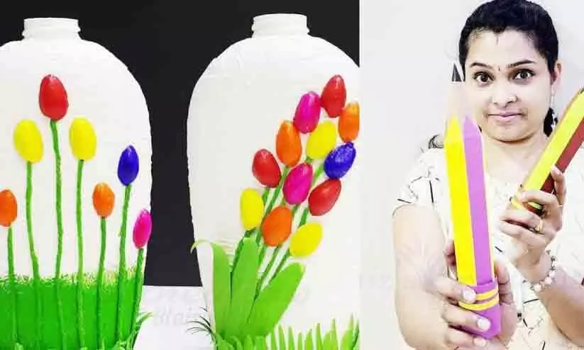 പാഴ് വസ്തുക്കളെ മികച്ച കലാസൃഷ്ടികളാക്കുകയാണീ ബ്ലെയ്സി പാഴ് വസ്തുക്കളെ മികച്ച കലാസൃഷ്ടികളാക്കുകയാണീ ബ്ലെയ്സി