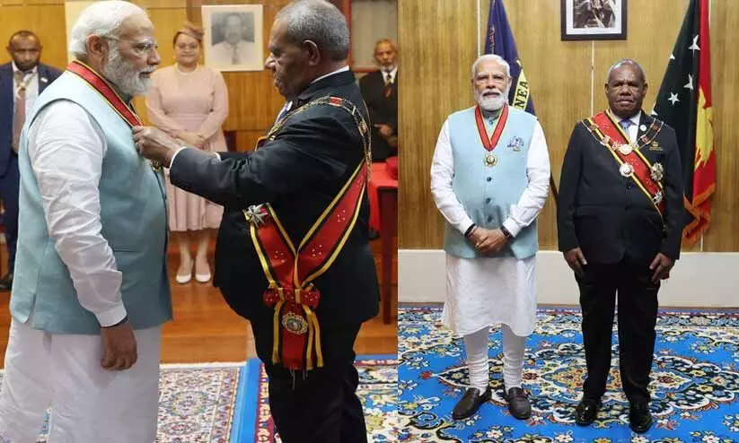 PM Modi conferred with highest civilian honours by Fiji, Papua New Guinea PM Modi conferred with highest civilian honours by Fiji, Papua New Guinea