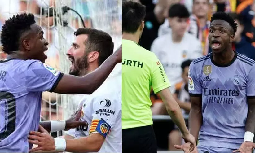 ‘മെസ്സിയും ക്രിസ്റ്റ്യാനോയും റൊണാൾഡീഞ്ഞോയുമൊക്കെ കളിച്ച ലീഗ് ഇന്ന് വംശീയവാദികളുടേത്’; അധിക്ഷേപത്തിൽ രൂക്ഷ പ്രതികരണവുമായി വിനീഷ്യസ് ‘മെസ്സിയും ക്രിസ്റ്റ്യാനോയും റൊണാൾഡീഞ്ഞോയുമൊക്കെ കളിച്ച ലീഗ് ഇന്ന് വംശീയവാദികളുടേത്’; അധിക്ഷേപത്തിൽ രൂക്ഷ പ്രതികരണവുമായി വിനീഷ്യസ്