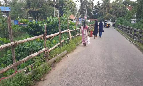 കൈവരികൾ തകർന്നു, കാൽ തെറ്റിയാൽ തോട്ടിൽ....