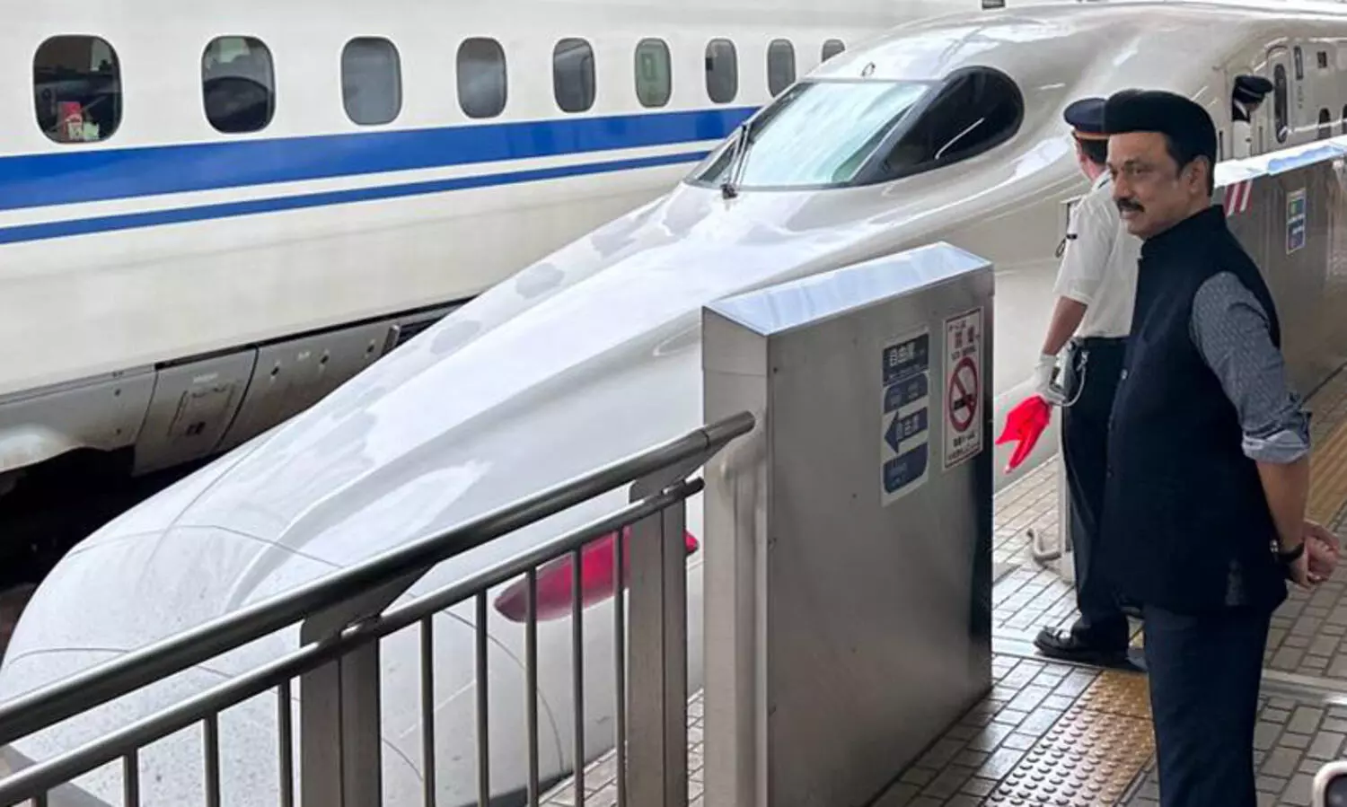 MK stalin with Bullet Train