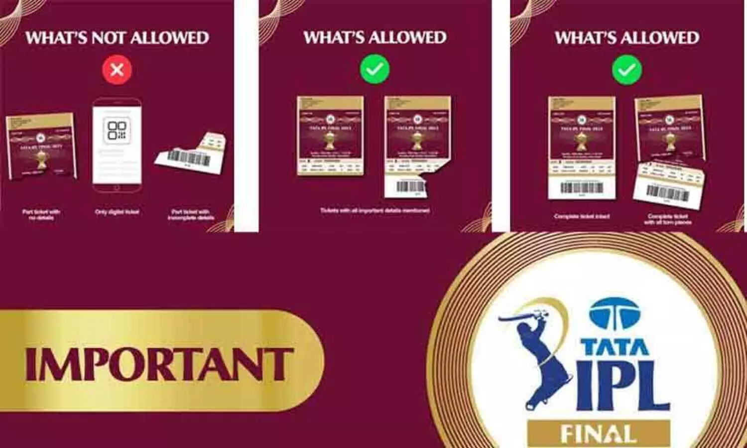 മഴ മുടക്കിയ ഐ.പി.എൽ ഫൈനൽ കാണാൻ ഫിസിക്കൽ ടിക്കറ്റ് നിർബന്ധം