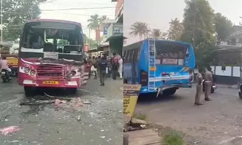 തൃശൂരിൽ സ്വകാര്യ ബസുകള്‍ കൂട്ടിയിടിച്ച് 30 പേര്‍ക്ക് പരിക്ക്