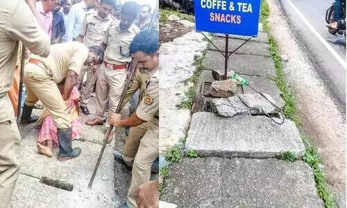 ഓടയിൽ കാൽ കുടുങ്ങി വേദനയിൽ പുളഞ്ഞ്​ യുവതി; രക്ഷകരായി അഗ്​നിരക്ഷാസേന