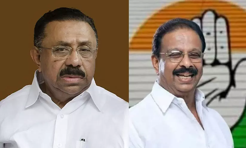 പു​നഃ​സം​ഘ​ട​ന ത​ർ​ക്കം: സു​ധാ​ക​ര​നും ഹ​സ​നും മു​ഖാ​മു​ഖം കൈയടി കടുത്തു