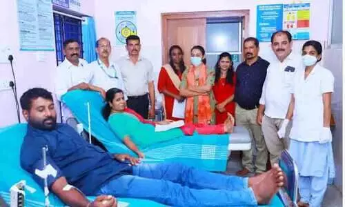 Photographers donating blood to the blood bank
