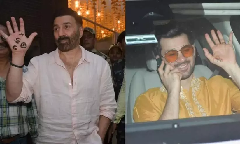 Sunny Deol flaunts his mehendi at son Karan Deols pre-wedding festivities