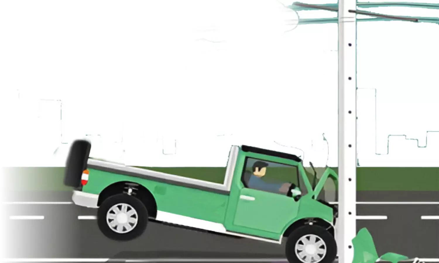 വാഹനമിടിച്ച് തകർന്ന വൈദ്യുതി ലൈനിൽനിന്ന്   നിരവധിപേർക്ക് ഷോക്കേറ്റു