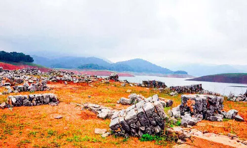 ഇടുക്കിയിൽ ജലനിരപ്പ് താഴ്ന്നു: വെള്ളത്തിൽ മറഞ്ഞ വൈരമണി ഗ്രാമം ദൃശ്യമായി