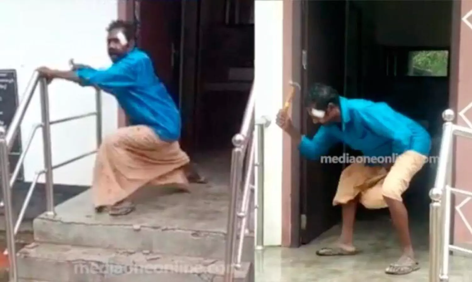 A middle-aged man vandalized a public toilet