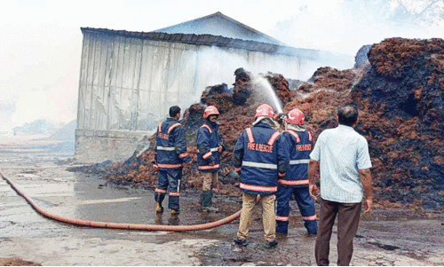 ഗോവിന്ദാപുരത്ത് ചകിരിമില്ലിൽ വൻ തീപിടിത്തം; 30 ലക്ഷത്തിന്റെ നഷ്ടം