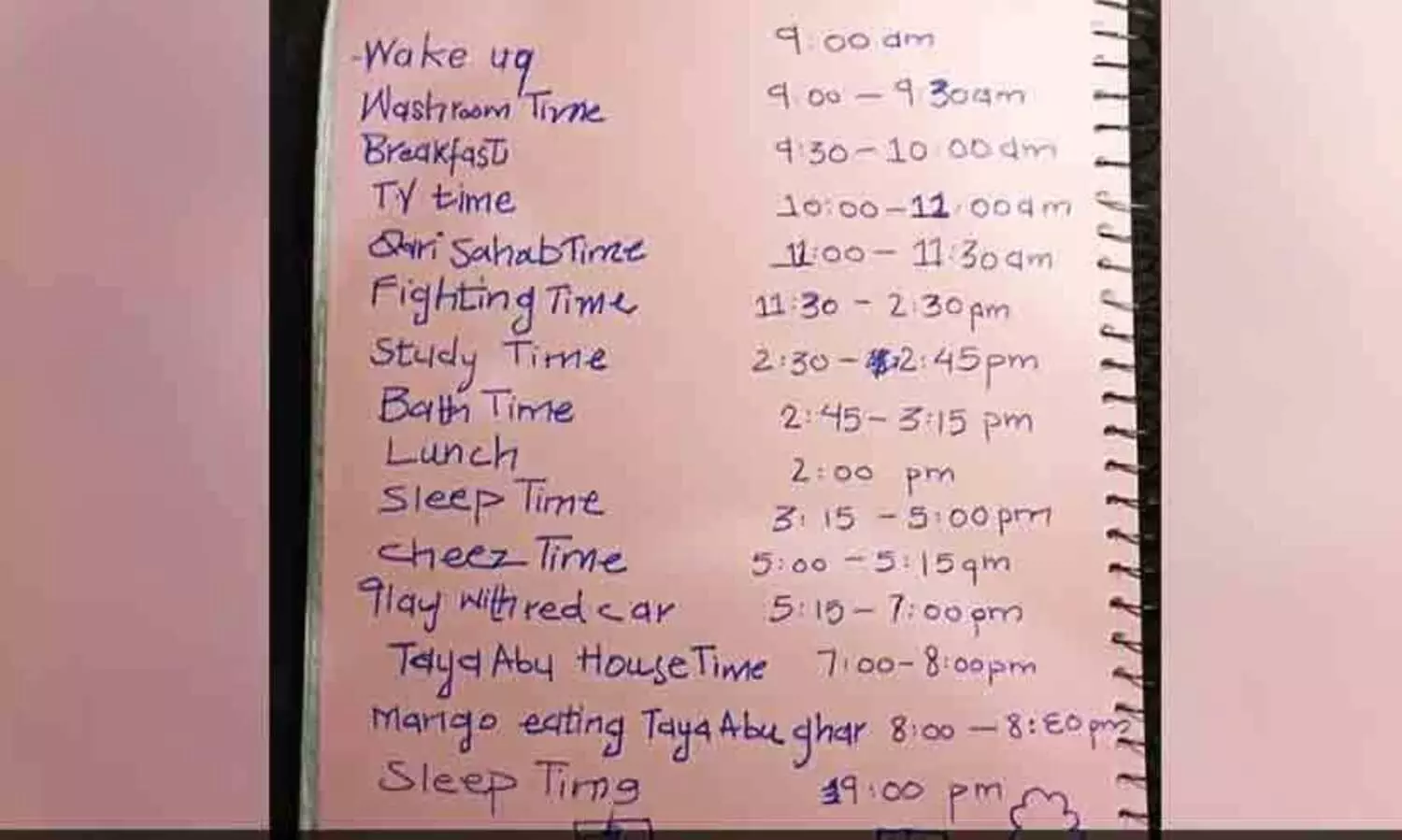 6 year olds timetable leaves internet in splits