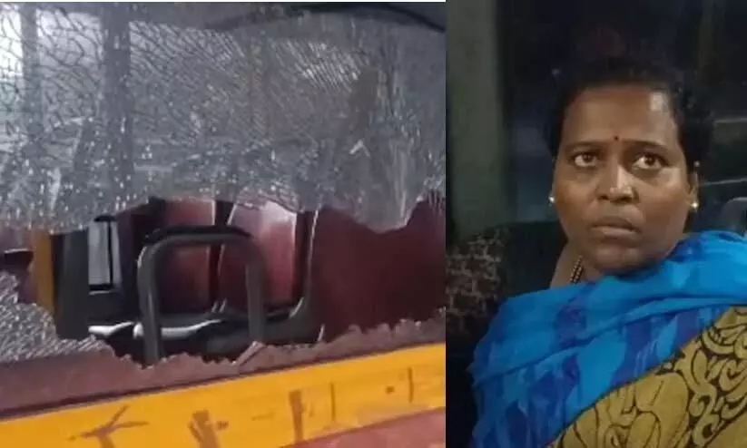 Karnataka Woman fined for throwing stones as bus Karnataka Woman fined for throwing stones as bus