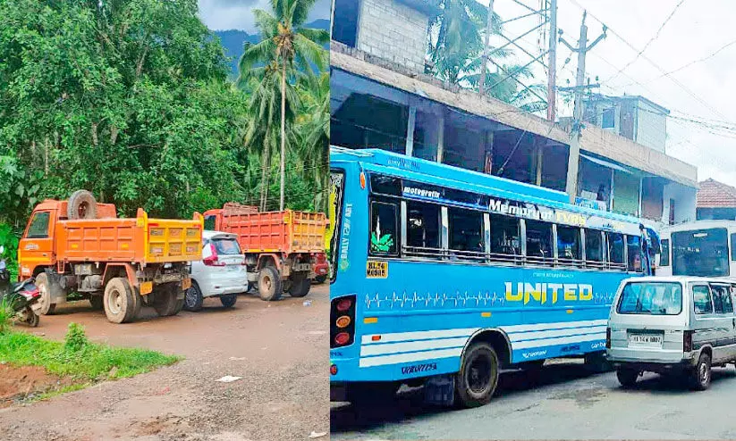 ബ​സ് സ്റ്റാ​ൻ​ഡി​ൽ ലോ​റി, ബ​സു​ക​ൾ റോ​ഡി​ൽ; ഗ​താ​ഗ​ത​ക്കു​രു​ക്ക് രൂ​ക്ഷം
