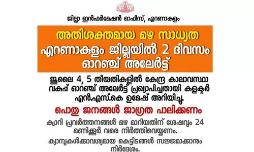 കനത്ത മഴ: വിവിധ വകുപ്പുകൾക്കും പൊതുജനങ്ങൾക്കും ജാഗ്രത നിർദേശം പുറപ്പെടുവിച്ചു