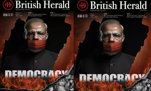 വാ മൂടിക്കെട്ടിയ പ്രധാനമന്ത്രി, കത്തിയമരുന്ന ജനാധിപത്യം; മോദിയെ പ്രതിക്കൂട്ടിലാക്കി ബ്രിട്ടീഷ് ഹെറാൾഡ് മാഗസിൻ
