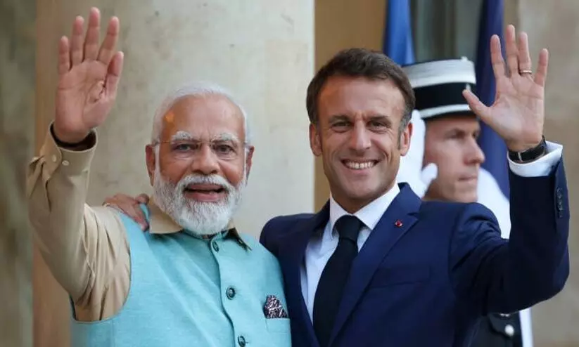 Prime Minister Narendra Modi shared this photo following his meeting with French President Emmanuel Macron