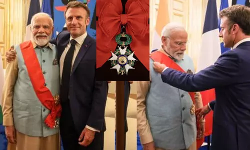 മോദിക്ക് ‘മഹത്തായ കുരിശ്’ സമ്മാനിച്ച് മക്രോൺ