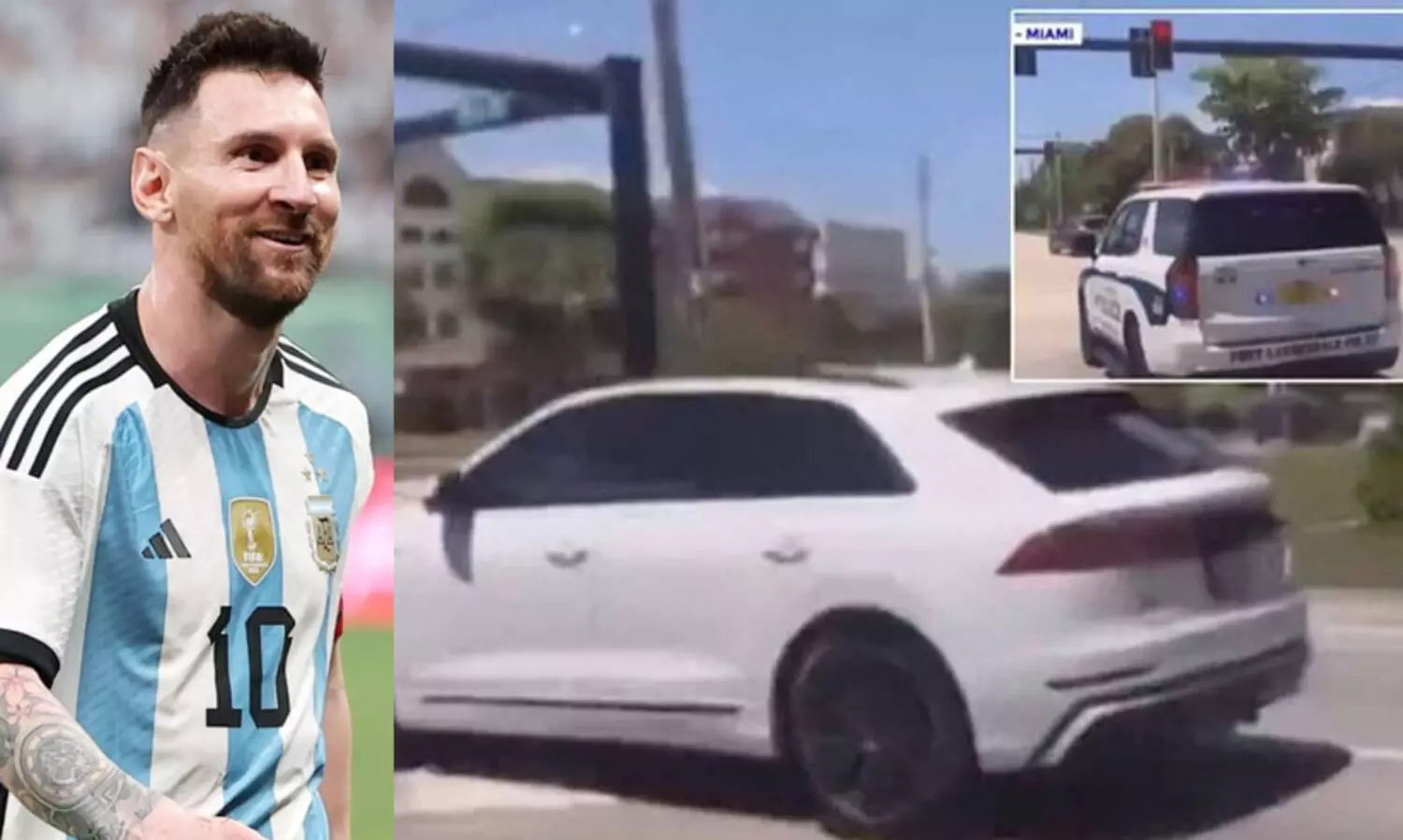 റെഡ് സിഗ്നൽ കത്തിയിട്ടും വാഹനം മുന്നോട്ടെടുത്തു; അപകടത്തിൽനിന്ന് തലനാരിഴക്ക് രക്ഷപ്പെട്ട് മെസ്സി