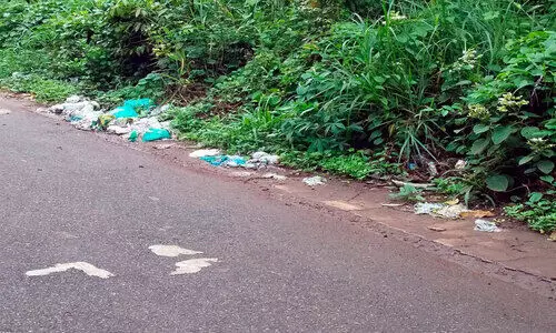 റെയിൽവെ സ്റ്റേഷൻ റോഡിൽ മാലിന്യം തള്ളുന്നു