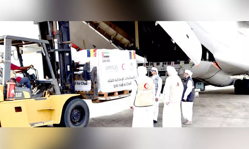 സു​ഡാ​ൻ അ​ഭ​യാ​ർ​ഥി​ക​ൾ​ക്ക് ​ഭ​ക്ഷ​ണ​വു​മാ​യി യു.​എ.​ഇ വി​മാ​നം ഛാദി​ൽ