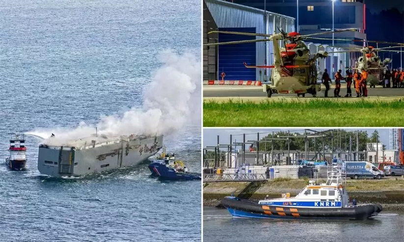 ഇലക്ട്രിക് കാർ വില്ലനായി; 3000 വാഹനങ്ങളുമായിപ്പോയ കപ്പലിൽ തീപിടിത്തം ഇലക്ട്രിക് കാർ വില്ലനായി; 3000 വാഹനങ്ങളുമായിപ്പോയ കപ്പലിൽ തീപിടിത്തം