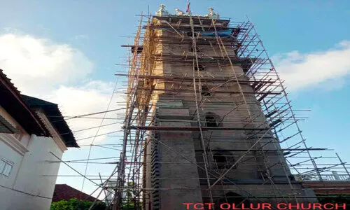 ഒല്ലൂർ പള്ളിയുടെ ‘മണിമാളിക’ മുഖം മിനുക്കുന്നു