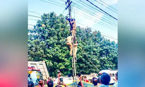 പോസ്റ്റിൽ കയറി ആത്മഹത്യ ഭീഷണി മുഴക്കി അസം സ്വദേശി പോസ്റ്റിൽ കയറി ആത്മഹത്യ ഭീഷണി മുഴക്കി അസം സ്വദേശി